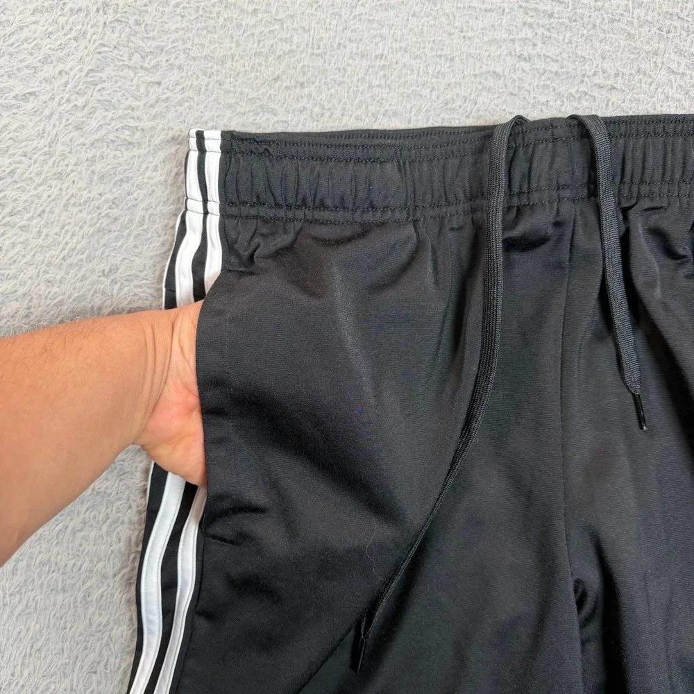 Adidas Mens Black White 3 Stripe Cuffed Track Pants Joggers Large